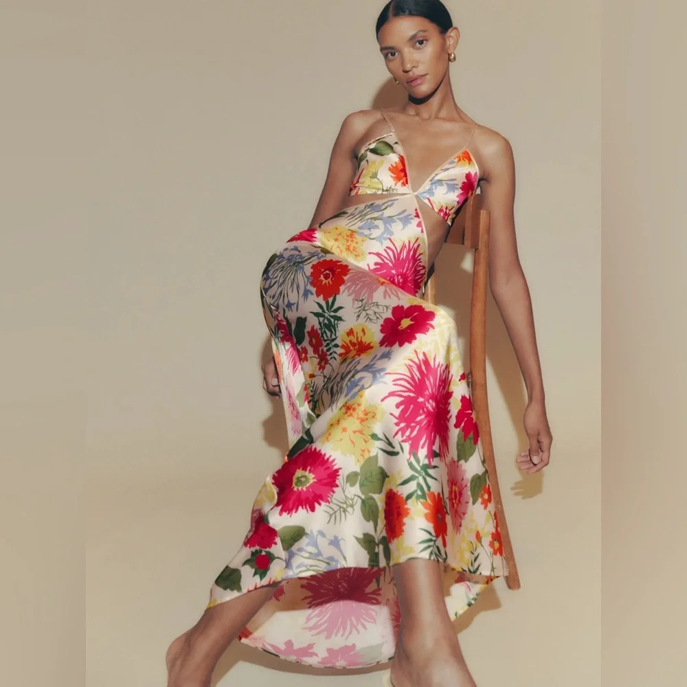 Reformation Poppies Silk Dress in Fabrizia, brand new with Tags.